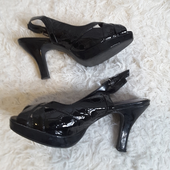 3/$30 Maurices black patent croco embossed slingback heels size 9M - Picture 4 of 11